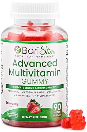 Barislim Advanced Bariatric Multivitamin Gummies - Specially Formulated Bariatric Vitamins For Patients After Weight Loss Surgery - Supports Energy & Immune Health  Strawberry (90 Vegan Gummies)
