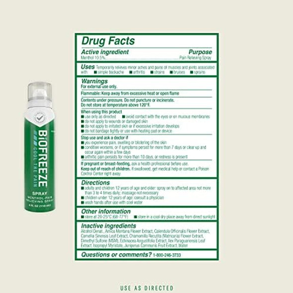 Bioze Menthol Pain Relieving Spray 4 Fl Oz Colorless Aerosol Spray (Pack Of 12) For Pain Relief Associated With Sore Muscles, Arthritis, Simple Backaches, And Joint Pain (Packaging May Vary)