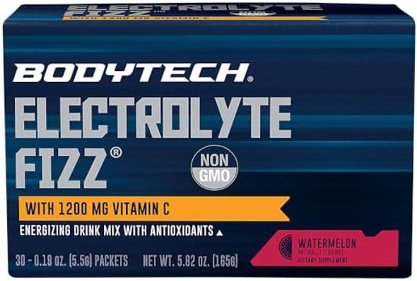 Bodytech Electrolyte Fizz Packets, Watermelon - Supports Energy & Endurance With 1200Mg Of Vitamin C, On The Go Refreshment (30 Packets) Bodytech Electrolyte Fizz Packets, Watermelon - Supports Energy & Endurance With 1200Mg Of Vitamin C, On The Go Refreshment (30 Packets)