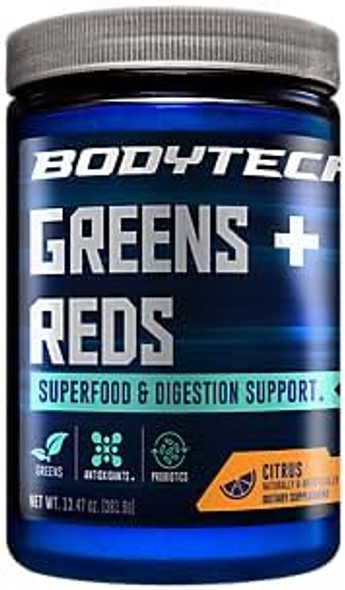 Bodytech Greens + Reds Powder A" Superfood & Digestion Support A" Citrus (30 Servings)