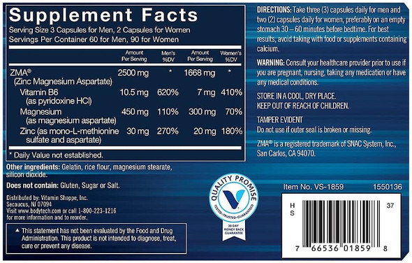 Bodytech Zma-Premium Zinc, Magnesium, And Vitamin B6 Supplement To Support Enhanced Muscle Recovery, Improved Sleep Quality, And Optimal Immune Health, Boosts Muscle Strength (180 Capsules) Bodytech Zma-Premium Zinc, Magnesium, And Vitamin B6 Supplement To Support Enhanced Muscle Recovery, Improved Sleep Quality, And Optimal Immune Health, Boosts Muscle Strength (180 Capsules)