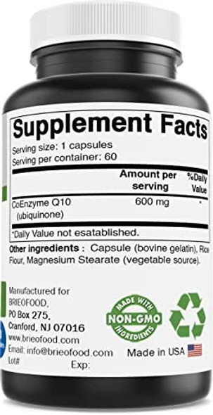 Brieofood Coq10 600 Mg Per Capsule - Heart Health Support - 60 Count