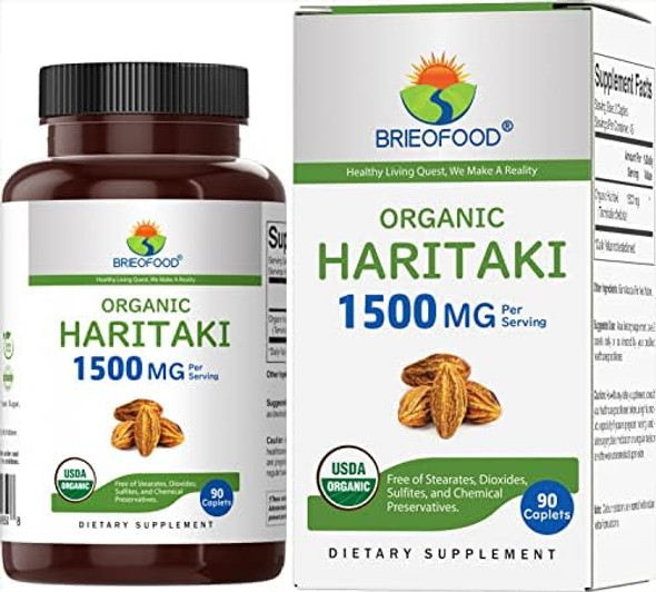 Brieofood Organic Haritaki 1500Mg, 45 Servings, Vegetarian, Gluten , 90 Vegetarian Tablets Brieofood Organic Haritaki 1500Mg, 45 Servings, Vegetarian, Gluten , 90 Vegetarian Tablets
