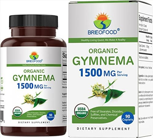 Brieofood Organic Gymnema 1500Mg, 45 Servings, Vegetarian, Gluten , 90 Vegetarian Tablets Brieofood Organic Gymnema 1500Mg, 45 Servings, Vegetarian, Gluten , 90 Vegetarian Tablets