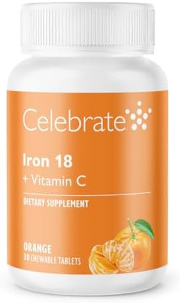 Celebrate Iron+C 18Mg Chewable Tangerine, 30 Count