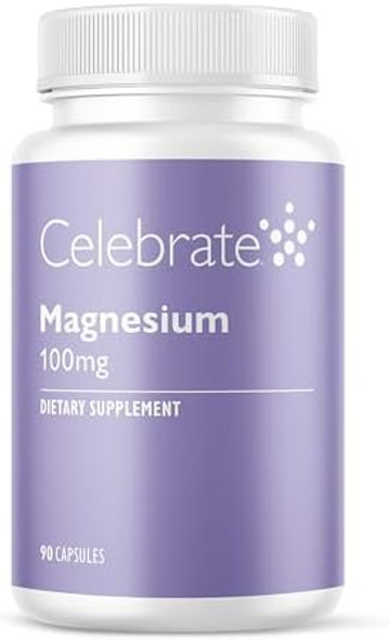 Celebrate Vitamins Magnesium - 100 Mg Chelated Magnesium Bisglycinate Capsules For Sleep Support And Muscle Cramp Defense, Vegan And Gluten , 90 Count
