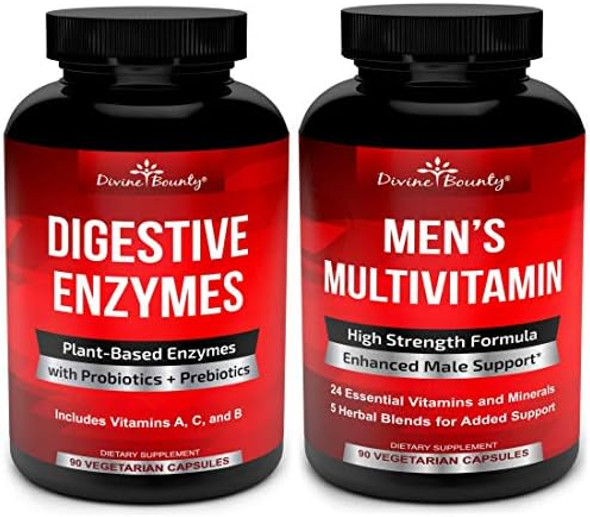 Divine Bounty Digestive Enzymes With Probiotics & Men'S Multivitamin Bundle