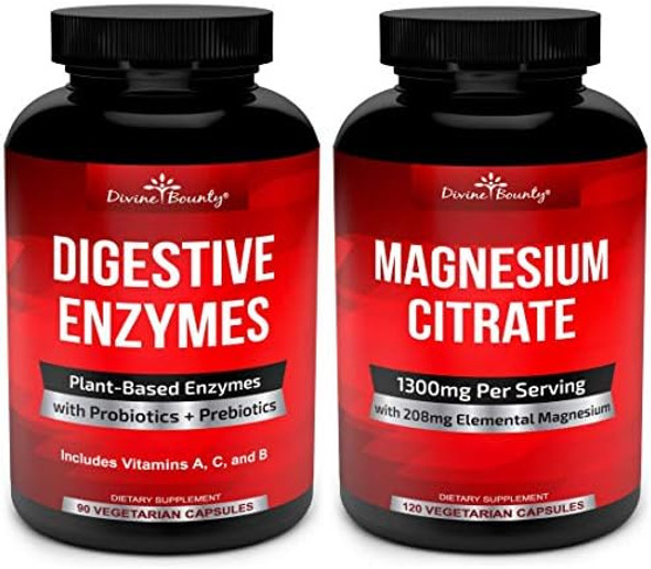 Divine Bounty Digestive Enzymes With Probiotics & Magnesium Citrate Bundle Divine Bounty Digestive Enzymes With Probiotics & Magnesium Citrate Bundle