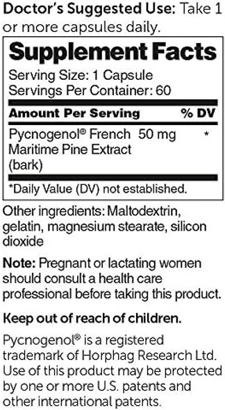 Dr. Whitaker'S Clinical Grade Pycnogenol 50Mg, 60 Capsules (60-Day Supply)