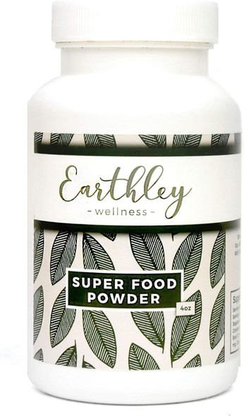 Earthley Wellness Super Foods Powder, Organic Berry Blend With Ginger, Burdock Root, Chaga Mushroom, Prebiotics, Antioxidants, And Gut Health Support For Immune, Heart, And Sleep Health (4 Oz)