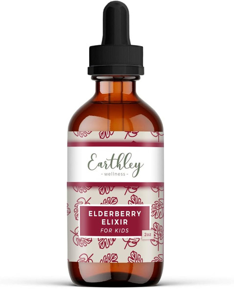 Earthley Wellness Elderberry Elixir Drops, Herbal Elderberry Syrup Alternative, Powerful Immune & Respiratory Support, Shelf Stable With Mullein, Orange Peels, And Cloves (2Oz, Kids, 120+ Doses)