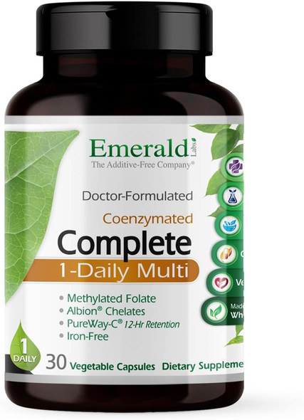 Emerald Labs Complete 1-Daily Multi - Complete Multivitamin For Men & Women With Vitamin C, Methylated Folate, Whole-Food Blend & More For Immune Support, Bone Health & More - 60 Vegetable Capsules Emerald Labs Complete 1-Daily Multi - Complete Multivitamin For Men & Women With Vitamin C, Methylated Folate, Whole-Food Blend & More For Immune Support, Bone Health & More - 60 Vegetable Capsules