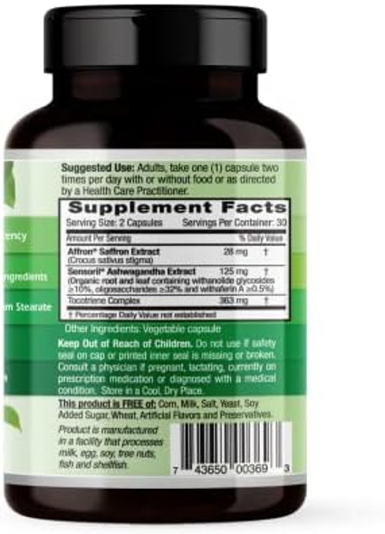 Emerald Labs Elevated Mood - Stress Management Supplement With Sensoril Ashwagandha Extract & Affron Saffron Extract - 60 Vegetable Capsules (30-Day Supply)