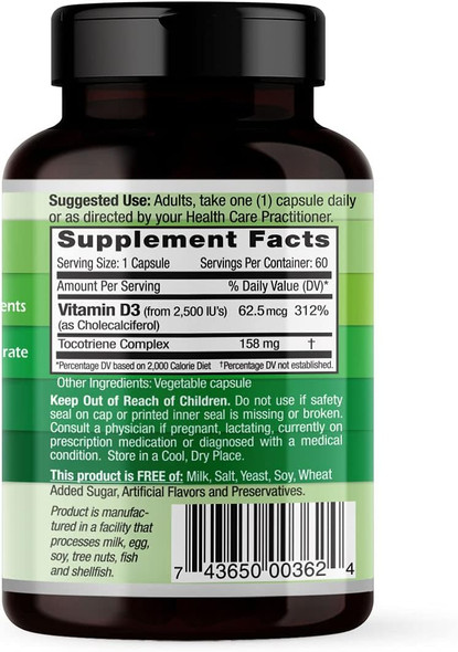 Emerald Labs Vitamin D3 2,500 Iu'S - Supports Bone, Teeth, Muscle, Heart & Immune Health - Premium Dietary Supplement - 60 Vegetable Capsules (60-Day Supply) Emerald Labs Vitamin D3 2,500 Iu'S - Supports Bone, Teeth, Muscle, Heart & Immune Health - Premium Dietary Supplement - 60 Vegetable Capsules (60-Day Supply)