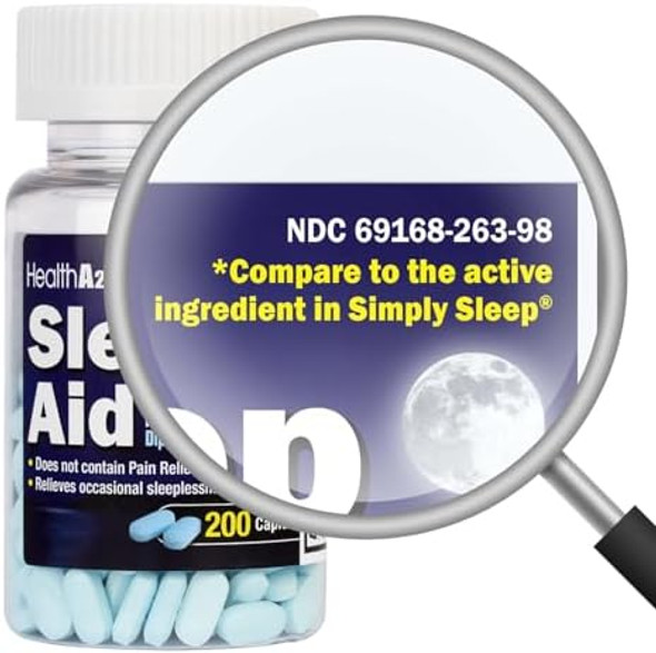 Healtha2Z Sleep Aid 200 Caplets  Diphenhydramine Hcl 25Mg  Regular Strength Sleeping Pills  Safe & Non-Habit-Forming Healtha2Z Sleep Aid 200 Caplets  Diphenhydramine Hcl 25Mg  Regular Strength Sleeping Pills  Safe & Non-Habit-Forming