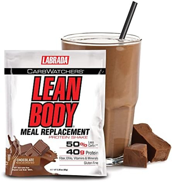 Labrada Nutrition Carb Watchers Lean Body Hi-Protein Meal Replacement Shake, Chocolate Ice Cream, 2.29-Ounce Packets (Pack Of 20)