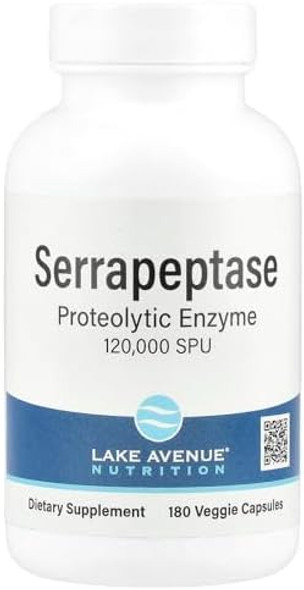 Lake Avenue Serrapeptase, Proteolytic Enzyme, 120,000 Spus, 180 Veggie Capsules, Lake Avenue Nutrition Lake Avenue Serrapeptase, Proteolytic Enzyme, 120,000 Spus, 180 Veggie Capsules, Lake Avenue Nutrition