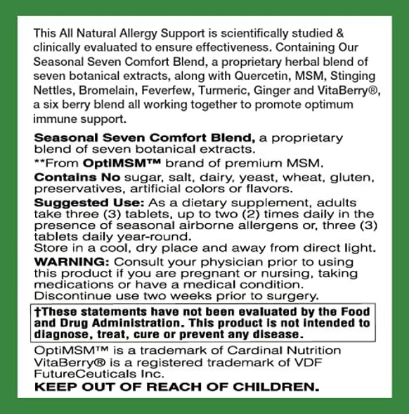 Lifesource Vitamins All Natural Allergy Support - Seasonal And Perennial Pollen, House Dust, Molds, Pet Dander, And Chemical Pollutants - 90 Count