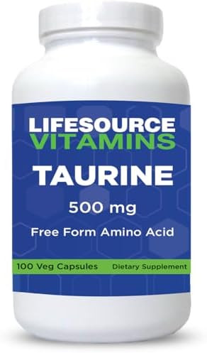 Lifesource Vitamins Taurine 500 Mg - Amino Acid For Nervous System Health - 100 Capsules