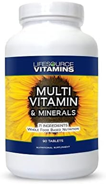 Lifesourcevitamins Lifesource Vitamins Whole Food Multivitamin & Minerals With 71 All Natural Ingredients, Probiotics, Digestive Enzymes, Chelated Minerals And Non-Gmo, 90 Tablets