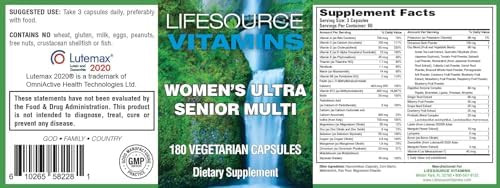 Lifesource Vitamins Woman'S Senior Multi - Developed Specifically For Women Over 50-180 Capsules- 60 Day Supply