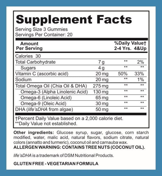 Lifesource Vitamins Omega 3,6,9 W/Dha - 60 Gummies - 100% Plant Based - Vegetarian - Kids, Teens And Adults