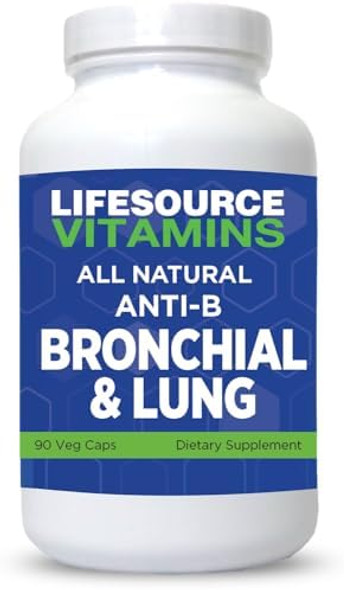 Lifesource Vitamins All Natural Anti-B Bronchial & Lung Support – 14 All Natural Ingredients - 90 Capsules - Proprietary Formula