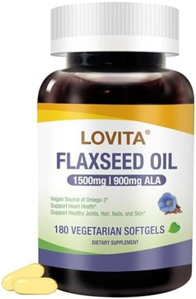 Lovita Cold-Pressed Flaxseed Oil Softgel + Magnesium 800 Tablets Nutrient Bundle