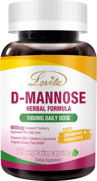 Lovita Women'S Care Supplement With D-Mannose, Cranberry & Probiotics - Supports Urinary Tract Health, 120 Vegetarian Capsules
