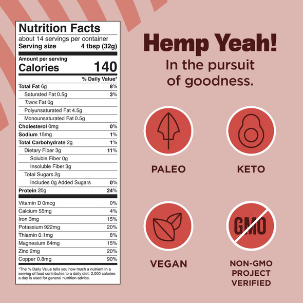 Manitoba Harvest Hemp Yeah Organic Max Protein Powder, Unsweetened, 16Oz, With 20G Protein And 4.5G Omegas 3&6 Per Serving, Keto-Friendly, Preservative , Non-Gmo, Packaging May Vary