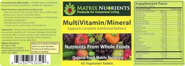 Multivitamin - Mineral - 100% Organic, Whole Food, Complete Multivitamin - Great For Daily Health, Lifestyle And More: Vitamin A, Vitamin C, Vitamin D, Vitamin E And Much More Vegan Tablets (60Ct) Multivitamin - Mineral - 100% Organic, Whole Food, Complete Multivitamin - Great For Daily Health, Lifestyle And More: Vitamin A, Vitamin C, Vitamin D, Vitamin E And Much More Vegan Tablets (60Ct)