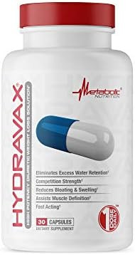 Metabolic Nutrition, Hydravax - Premium Diuretic Water Pills, Natural & Safe, Eliminates Water Retention, With Dandelion, Magnesium, Green Tea Extract, Cranberry Powder, 30 Capsules, 1 Dose Daily