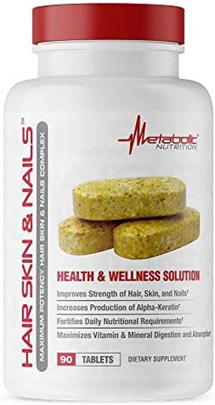 Metabolic Nutrition Hair Skin & Nails Maximum Potency Health And Wellness Solution 90 Tablets