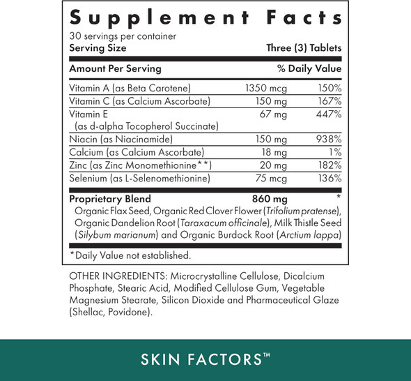 Michael'S Health Naturopathic Programs Skin Factors - 90 Vegetarian Tablets - Daily Formula For Youthful-Looking Skin - Ideal For Mild & Non-Cystic Acne - Kosher - 30 Servings