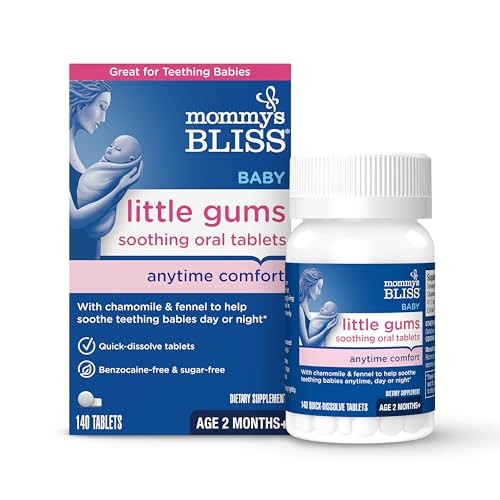 Mommy'S Bliss Little Gums Soothing Oral Tablets, Great For Teething Babies, Benzocaine- & Sugar-, 2 Months+, 1 Bottle (140 Tablets)