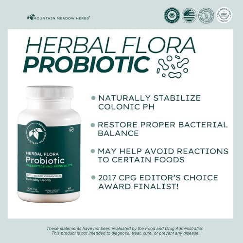 Mountain Meadow Herbs Herbal Flora Probiotics And Prebiotics: Soil-Based Probiotic -120 Capsules