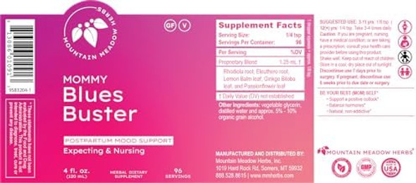 Mountain Meadow Herbs Mommy Blues Buster Herbal Mood Supplement - 4Oz - Boost Your Mood, Lift Your Spirits For A Calm, Positive Mind