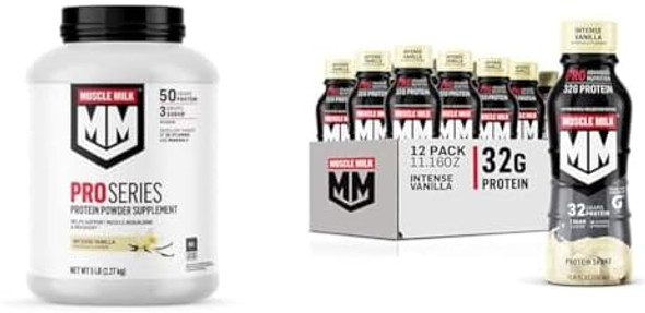 Muscle Milk Pro Series Protein Powder Supplement, Intense Vanilla, 5 Pound & Pro Advanced Nutrition Protein Shake, Intense Vanilla, 11.16 Fl Oz (Pack Of 12) Muscle Milk Pro Series Protein Powder Supplement, Intense Vanilla, 5 Pound & Pro Advanced Nutrition Protein Shake, Intense Vanilla, 11.16 Fl Oz (Pack Of 12)