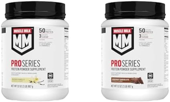 Muscle Milk Pro Series Protein Powder Supplement, Intense Vanilla, 2 Pound, 11 Servings & Pro Series Protein Powder Supplement,Knockout Chocolate,2 Pound,11 Servings,50G Protein Muscle Milk Pro Series Protein Powder Supplement, Intense Vanilla, 2 Pound, 11 Servings & Pro Series Protein Powder Supplement,Knockout Chocolate,2 Pound,11 Servings,50G Protein