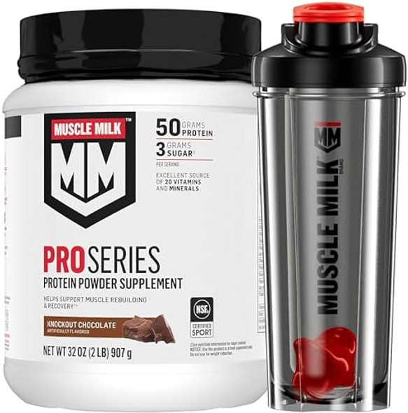 Bundle Of Muscle Milk Pro Series Protein Powder Supplement,Knockout Chocolate,2 Pound,11 Servings,50G Protein,3G Sugar + Muscle Milk Blender Bottle, 24 Oz Bundle Of Muscle Milk Pro Series Protein Powder Supplement,Knockout Chocolate,2 Pound,11 Servings,50G Protein,3G Sugar + Muscle Milk Blender Bottle, 24 Oz