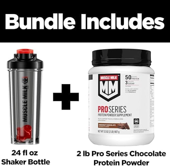 Bundle Of Muscle Milk Pro Series Protein Powder Supplement,Knockout Chocolate,2 Pound,11 Servings,50G Protein,3G Sugar + Muscle Milk Blender Bottle, 24 Oz Bundle Of Muscle Milk Pro Series Protein Powder Supplement,Knockout Chocolate,2 Pound,11 Servings,50G Protein,3G Sugar + Muscle Milk Blender Bottle, 24 Oz