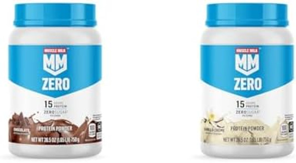 Muscle Milk Zero Protein Powder, Chocolate & Vanilla, 15G Protein, 1.65Lb, 25 Servings Bundle Muscle Milk Zero Protein Powder, Chocolate & Vanilla, 15G Protein, 1.65Lb, 25 Servings Bundle