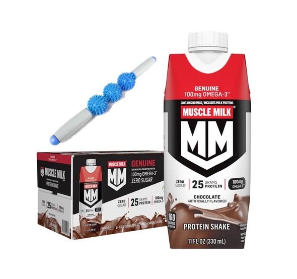 Muscle Milk Protein Shake - Chocolate Flavor - 18 Pack (11 Oz Each) - Zero Sugar, No Milk, 100 Mg Omega-3 (Dha & Ala), Bonus Massage Roller Stick ( Color May Very ) Muscle Milk Protein Shake - Chocolate Flavor - 18 Pack (11 Oz Each) - Zero Sugar, No Milk, 100 Mg Omega-3 (Dha & Ala), Bonus Massage Roller Stick ( Color May Very )