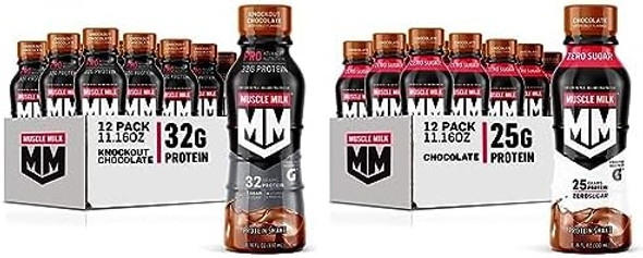 Muscle Milk Pro Advanced Nutrition Protein Shake, Knockout Chocolate, 11.16 Fl Oz (Pack Of 12) And Muscle Milk Genuine Protein Shake, Chocolate, 25G Protein, 11.16 Fl Oz (Pack Of 12) Muscle Milk Pro Advanced Nutrition Protein Shake, Knockout Chocolate, 11.16 Fl Oz (Pack Of 12) And Muscle Milk Genuine Protein Shake, Chocolate, 25G Protein, 11.16 Fl Oz (Pack Of 12)
