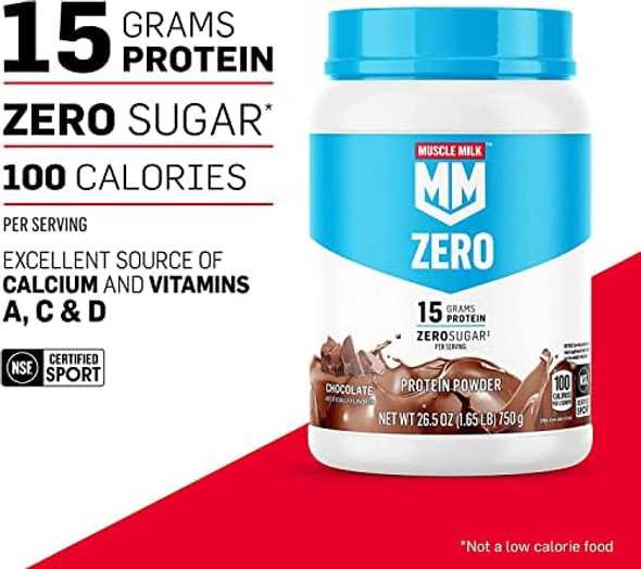 Muscle Mik Zero Shake, Chocolate, 11.16 Fl Oz Bottles (Pack Of 12) + Muscle Milk Zero, 100 Calorie Protein Powder, Chocolate, 15G Protein, 1.65 Pound, 25 Servings Muscle Mik Zero Shake, Chocolate, 11.16 Fl Oz Bottles (Pack Of 12) + Muscle Milk Zero, 100 Calorie Protein Powder, Chocolate, 15G Protein, 1.65 Pound, 25 Servings