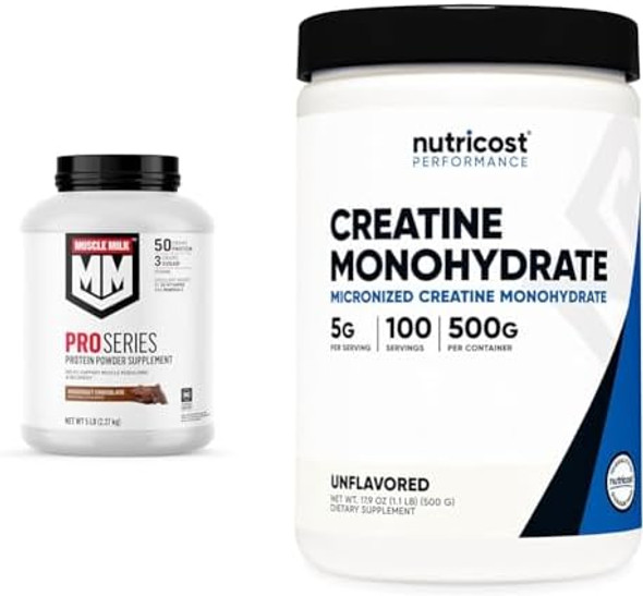 Muscle Milk Pro Series Protein Powder Knockout Chocolate 5 Pound 28 Servings 50G Protein Bundle With Nutricost Creatine Monohydrate Micronized Powder 500G 5000Mg Per Serv Muscle Milk Pro Series Protein Powder Knockout Chocolate 5 Pound 28 Servings 50G Protein Bundle With Nutricost Creatine Monohydrate Micronized Powder 500G 5000Mg Per Serv