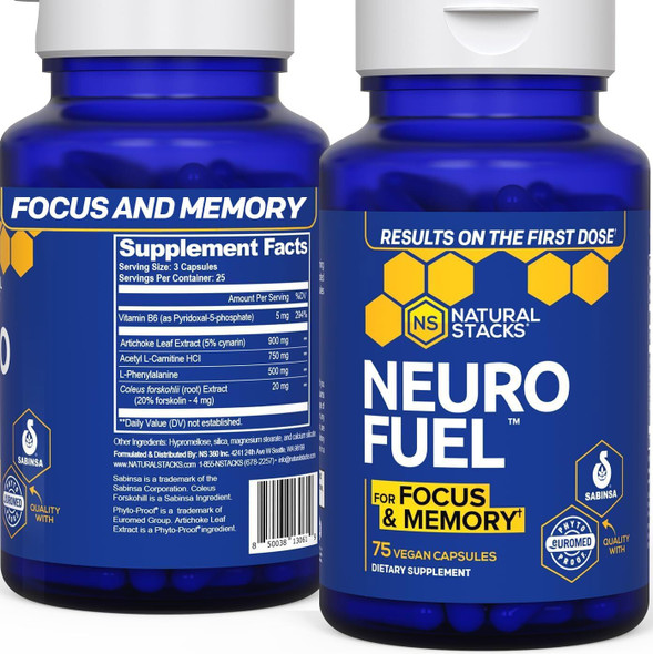 Natural Stacks Neurofuel Nootropic Brain Support Supplement - 750Mg L-Carnitine & 500Mg L-Phenylalanine - Brain Supplement For Memory And Focus - 75 Focus Pills Natural Stacks Neurofuel Nootropic Brain Support Supplement - 750Mg L-Carnitine & 500Mg L-Phenylalanine - Brain Supplement For Memory And Focus - 75 Focus Pills