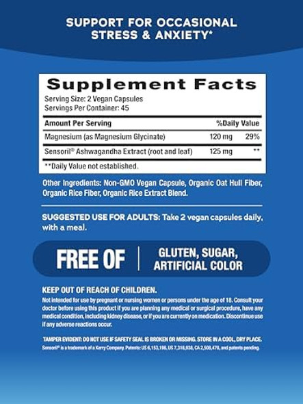 Natural Vitality Calm Ashwagandha + Magnesium Glycinate Capsules  Support For Occasional Stress & Anxiety  Gluten  Supplement 90 Count Natural Vitality Calm Ashwagandha + Magnesium Glycinate Capsules  Support For Occasional Stress & Anxiety  Gluten  Supplement 90 Count