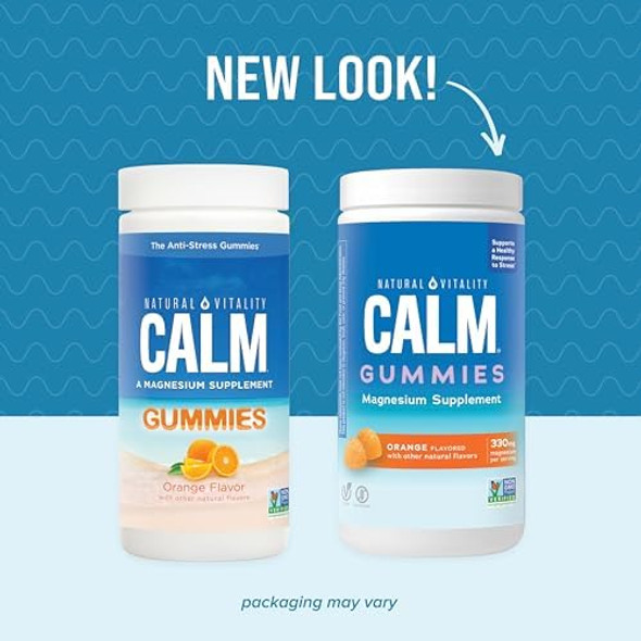 Natural Vitality Calm Magnesium Supplement, Anti-Stress Gummies, Vegan, Gluten-, Orange Flavor, 120 Gummies