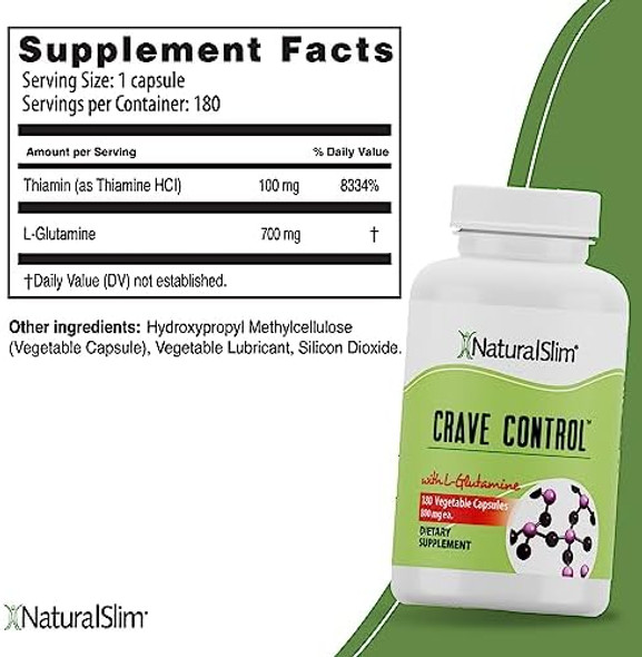 Naturalslim Natural Appetite Suppressant - Craving Blocker Sugar & Refined Carbs Crave Control - Energy & Metabolism Booster With L Glutamine & Thiamine B1 Supplement - 180 Vegetable Capsules Naturalslim Natural Appetite Suppressant - Craving Blocker Sugar & Refined Carbs Crave Control - Energy & Metabolism Booster With L Glutamine & Thiamine B1 Supplement - 180 Vegetable Capsules